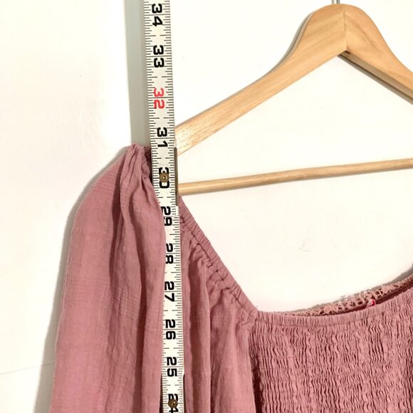 Pink Lily Mauve Long Sleeve Smocked Mini Dress Small Babydoll Milkmaid Boho - Picture 7 of 13